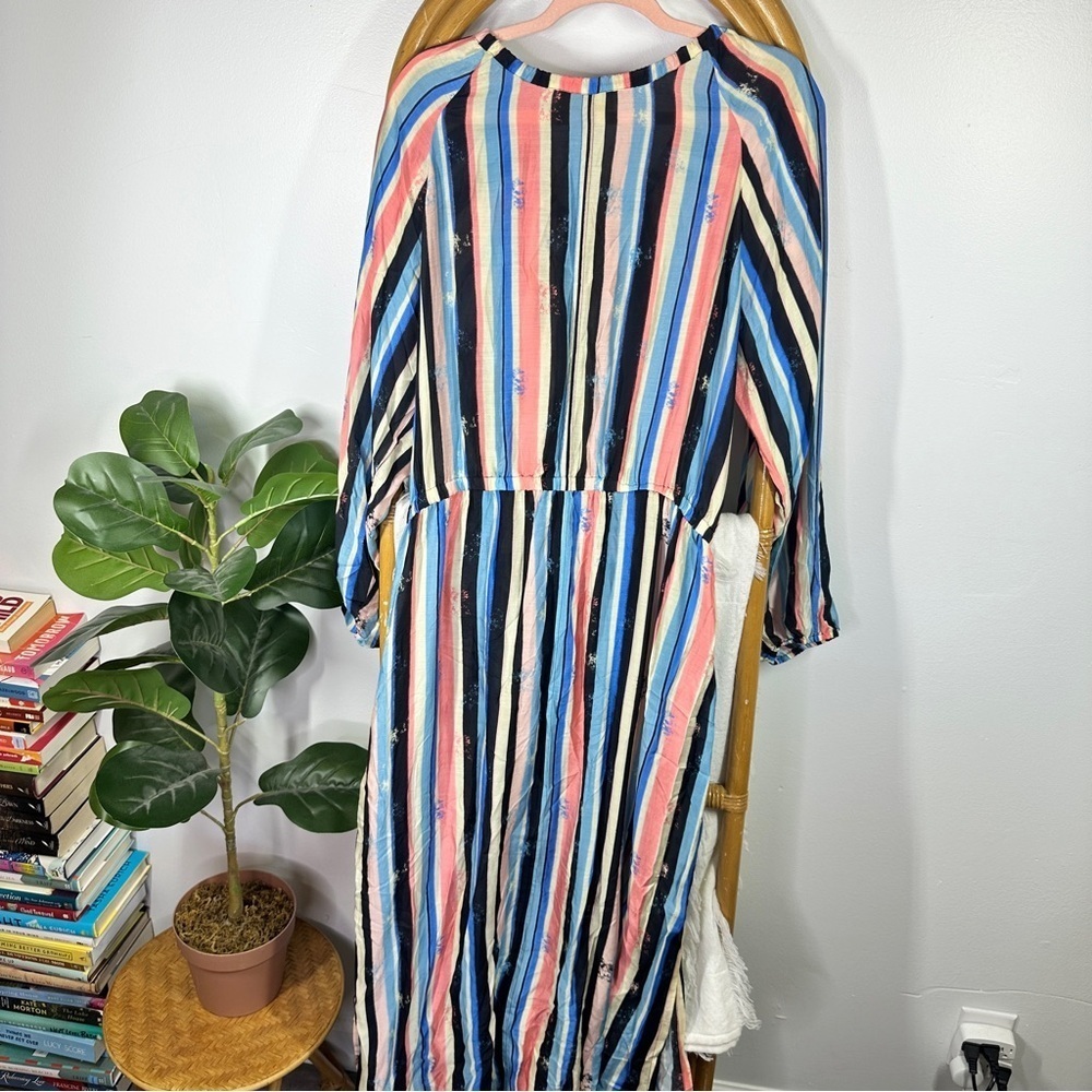 Verandah Blue Pink Striped Resort Maxi Dress sz XL - Picture 3 of 8